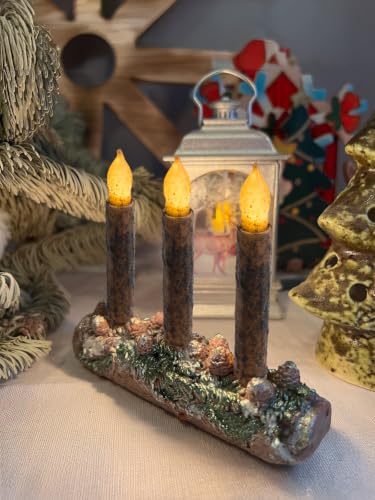 6.5-Inch Real Wax Primitive Battery-Operated Taper Candles - Rustic Farmhouse Decor