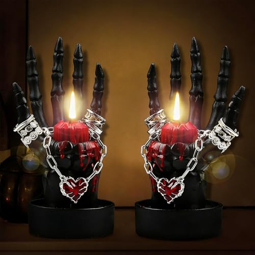 Black Skeleton Hand Ring & Tealight Candle Holder 2PCS - Gothic Halloween Decor Variation of THIS listing: Black2p / 1