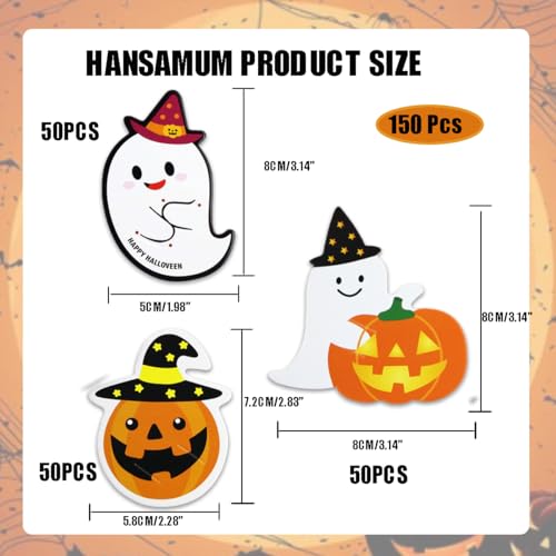 Halloween Lollipop Paper Cards - Ghost Pumpkin Design, Pack of 2, 150 Pcs