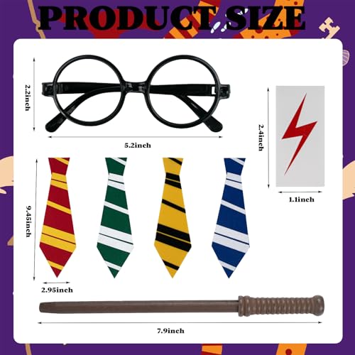 Wizard Party Favors Set - Wizard-48 Includes Wands Glasses Ties Stickers for Birthday & Halloween
