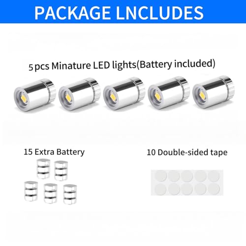 Miniature LED Lights 5 Pcs with Extra Batteries - Cool White Dollhouse & Craft Lighting
