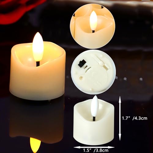 Ivory Flameless LED Tea Lights - Battery Operated Votive Candles 12 Pack