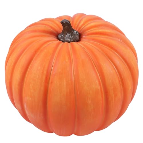 Large Glossy Orange Artificial Pumpkin for Outdoor Decor - 12.8 Inch, Variation: Glossy Orange