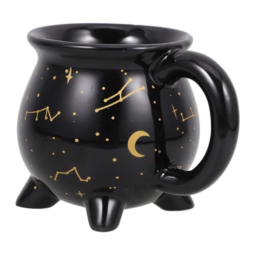 Black Halloween Witch Cauldron Mug - 10 Oz Novelty Ceramic Coffee Cup