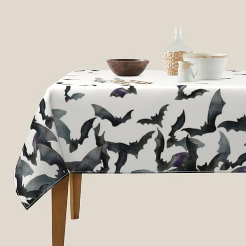 Halloween Tablecloth Square 54x54 Inch Black Bats Farmhouse Decor - Sorktse