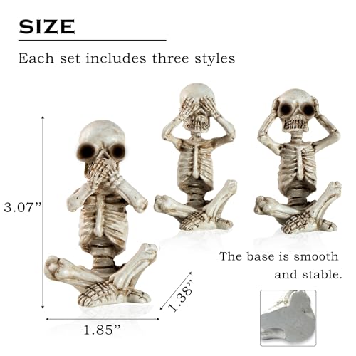 Mini Skeleton Figurines Set - Halloween Gothic Skull Statues for Home Decor