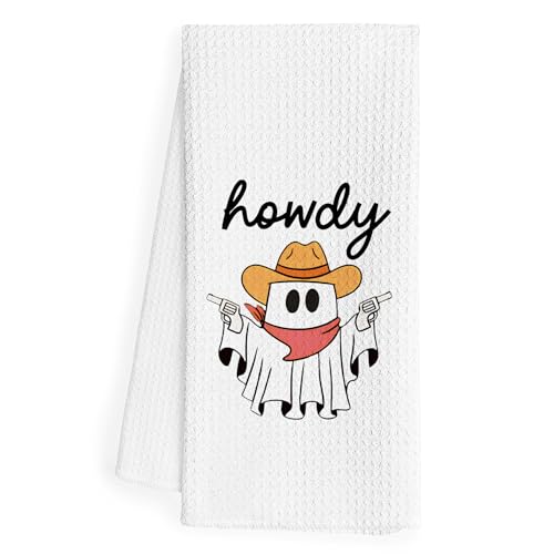 WFSM Ghost Cowboy Halloween Kitchen & Bathroom Towels - Howdy Ghost - 16x24 Inches