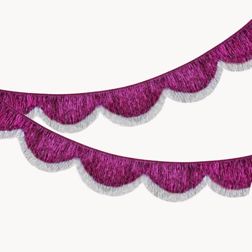 Fuchsia Silver Layered Fringe Tinsel Garland 6.6FT for Wedding Party Decorations
