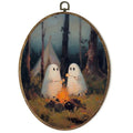 Halloween Camping Ghost Oval Wall Art Decor - Color 5, 8.8x11.5in