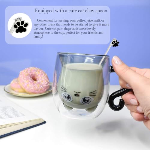 Black Cat Mug with Handle - Cute Double Walled Coffee & Tea Cup - Halloween & Gift Idea