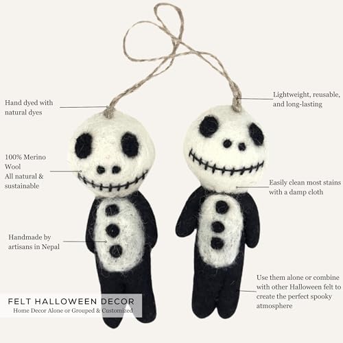 Halloween Felt Bat Decorations - 2-Pack Handmade Felt Halloween Decor for Indoor & Outdoor Use - Bat, 2-Pack