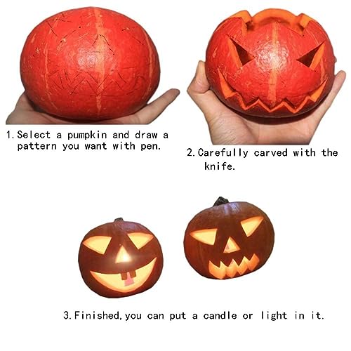 Orange Pumpkin Carving Kit - 3 Stainless Steel Tools for Halloween Jack-o'-Lanterns