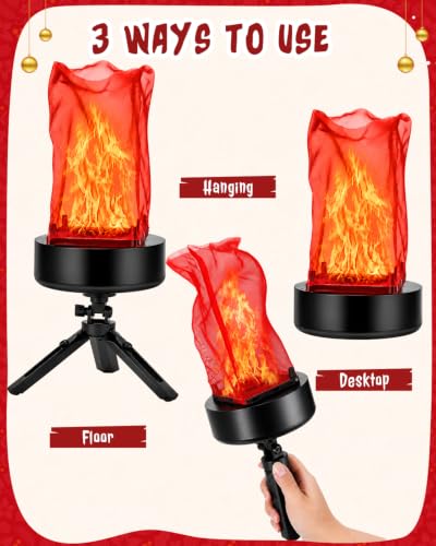 15in Long Fake Fire LED Flame Light USB Rechargeable Portable Campfire Decor