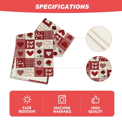 Patchwork Heart Valentine's Table Runner 13x60 Inch Home Decor - Red