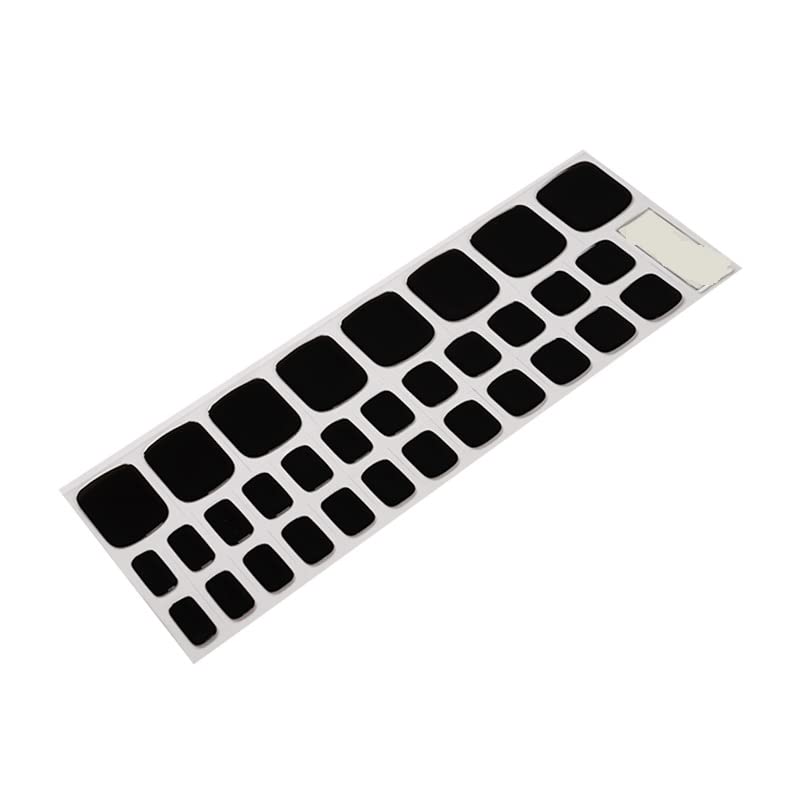 Semi Cured Gel Nail Strips for Toes - 32 Pieces Black P - Easy Application & Long Lasting Pedicure Stickers, UV Lamp Required
