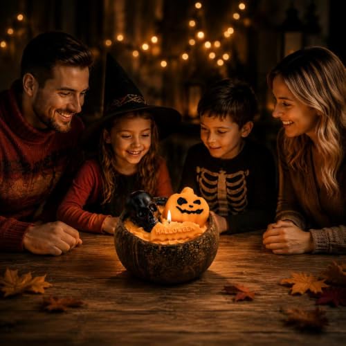 Halloween Skull Candle - Pumpkin Soy Wax Decor & Gift