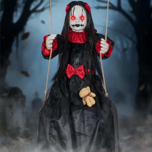 Halloween Hanging Girl Doll Decor - 4.6Ft Spooky Outdoor Swinging Ghost