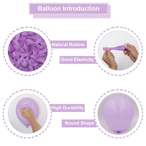 Pastel Purple Balloons Arch Kit - 129pcs Lavender Balloon Garland for Party Decor