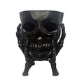 Halloween Skull Candy Dish - Black Plastic Skeleton Centerpiece