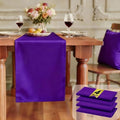 Purple Waterproof Table Runner 90 Inch Long - Set of 4 - Elegant Polyester Fabric
