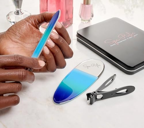 Spa-Rific Nail Clipper Set - 3pc Nano File & Ultra Wide Jaw Clipper Kit | Coral Pink Ombre Manicure Tools