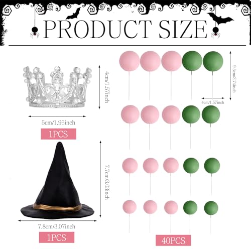 Witch Theme Cake Topper Set with Hat Crown & Balloons for Halloween & Birthday