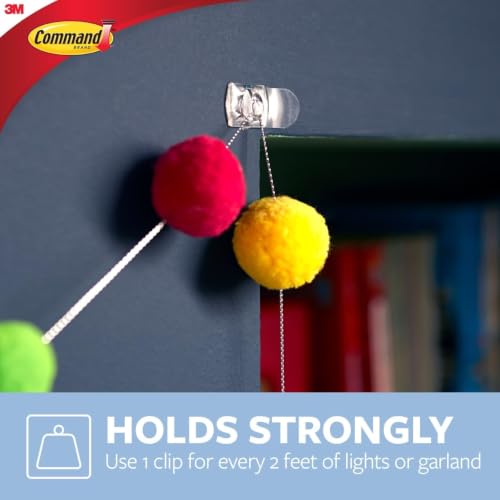 40 Pack Command Decorating Clips with Adhesive Strips for Damage-Free Wall Hanging - Clear, Small Wall Clips for Lights & Cables, Variation of THIS listing