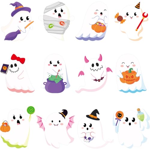 Halloween Ghost Paper Cutouts - 60 Pack Wall Decorations for Classroom, Party & Home
