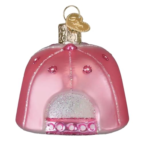 Glass Cowgirl Trucker Cap Ornament for Christmas Tree - Western Holiday Decoration