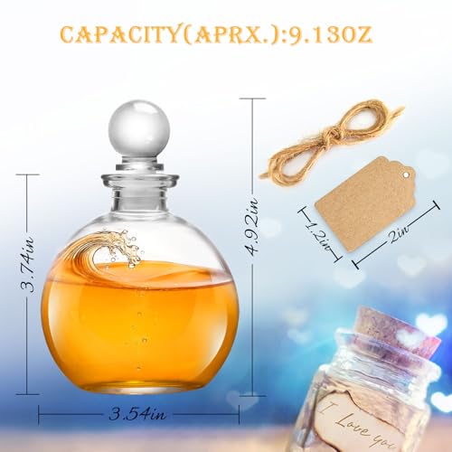 Decorative Spherical Glass Bottles with Stopper - 8.5oz Clear Round Containers for Liquids & Crafts - Variation 1