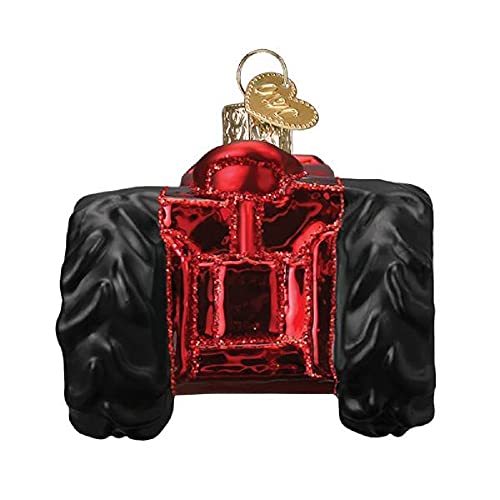 Farm Tractor Glass Christmas Ornament Handcrafted Holiday Decor