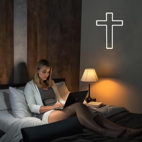 Neon Cross Sign for Bedroom Wall Decor - Jesus Christ Neon Light