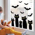 Halloween Black Cat Window Clings Set - Reusable Spooky Decor for Home & Office