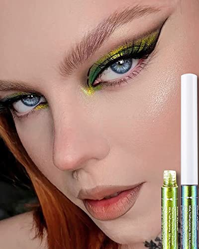 Liquid Chameleon Glitter Eyeliner 02# - Multichrome Green Metallic Eye Makeup