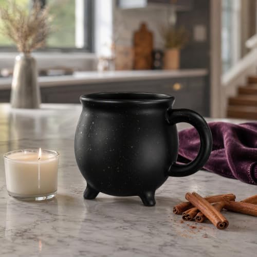 Halloween Witch Cauldron Mug - Ceramic 16oz Coffee Cup with Witch Hat Lid