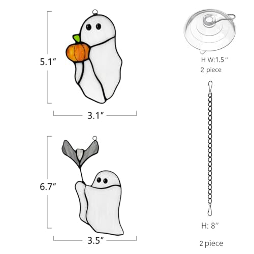 Halloween Ghost Stained Glass Window Hanging Suncatcher Gift - Spooky Decor