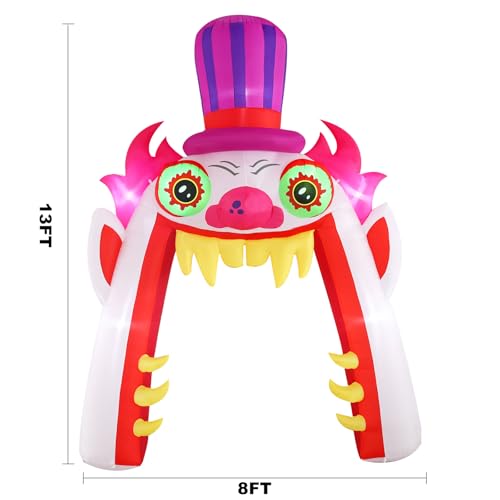 13ft Clown Arch Halloween Inflatable Decoration with LED Lights for Outdoor Lawn Garden - Spooky Party Yard Decor