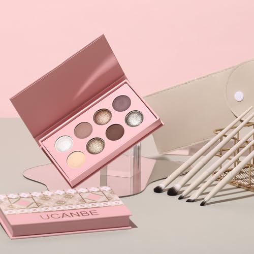 UCANBE Baked Eyeshadow Palette Set - Matte & Shimmer Neutral Tones, Long-Lasting (02 Matte & Shimmer)