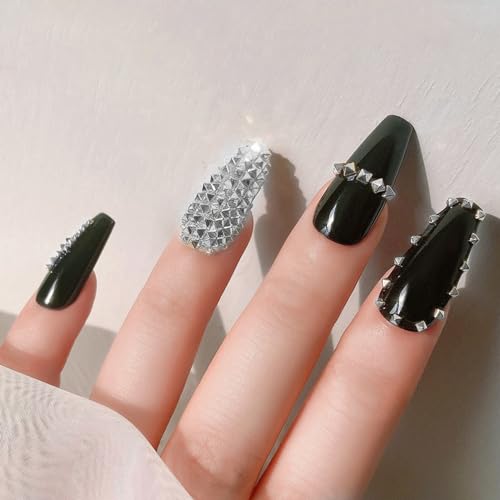Silver Square Spire Nail Charms Set for Nail Art - 600pcs, 3 Sizes