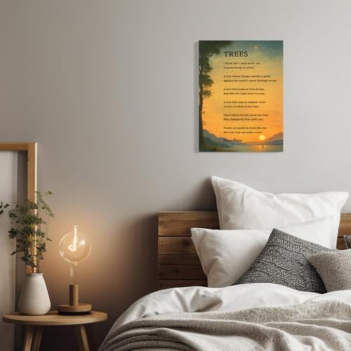 12x8 Inch Trees Poem Quote Wall Art - Framed Canvas Home Office Decor - White Variation 7