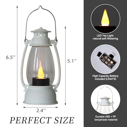 White Mini Lantern Set - 6 Elegant Battery-Operated LED Decor Lanterns for Weddings, Ramadan, Parties