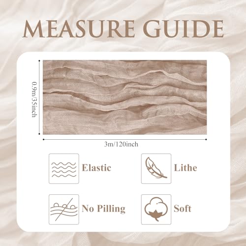 Nude Pink Cheesecloth Table Runner 10FT Boho Sheer Linen for Weddings & Events - 1 Pack