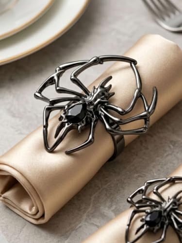 Halloween Spider Napkin Rings Set of 12 - Gothic Table Decorations