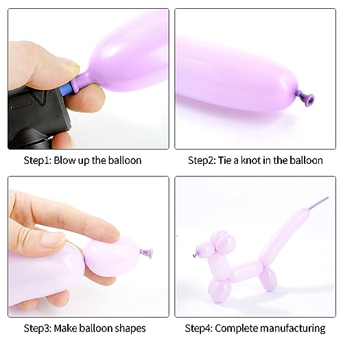 Pink & Purple Macaron Latex Balloons 50pcs - Long Twist Balloons for Party Decorations, Balloon Arch, Animal Modeling, Weddings & Birthdays