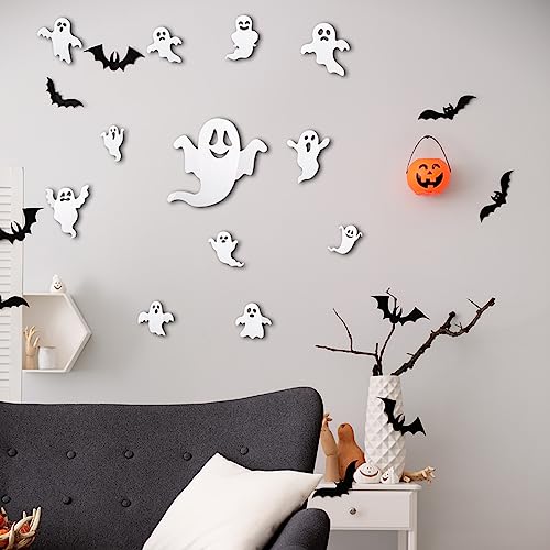 Halloween Ghost Wall Stickers Decor - 24 Pcs Repositionable Ghost Decals for Home & Party