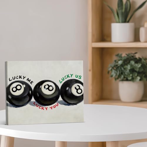 YeleY Black 8 Ball Canvas Wall Art - Billiards Game Room Decor - Variation Ball-01