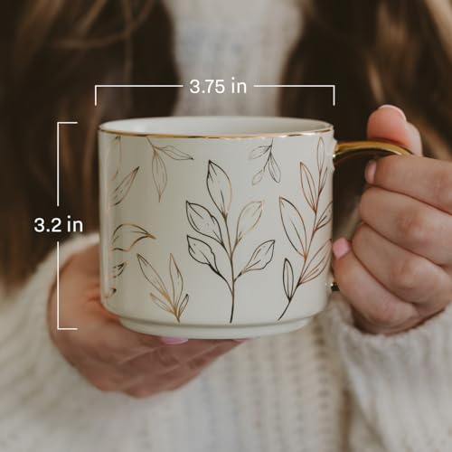 Halloween Spiderweb Mug with Gold Handle - 14oz Bone China Coffee Cup, Fall Seasonal Decor - Gold Spiderwebs Variation