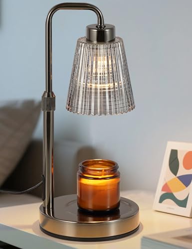 Silver Gray Candle Warmer Lamp with 24h Cycle Timer & Dimmable Feature