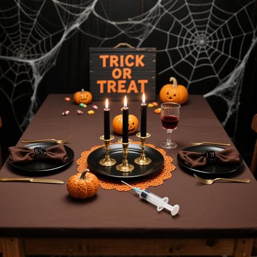 Halloween Napkin Rings Set of 12 - Black Pumpkin with Hat Metal Holders - Fall Party Decor