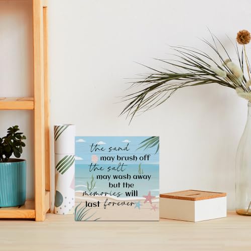 Beach Wooden Box Sign - Coastal Desk Decor, Summer Beach Memories